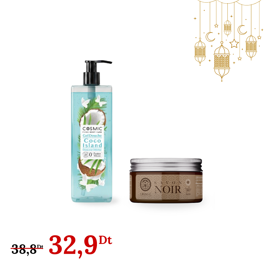 Pack Savon Noir &amp; Gel douche Coco Island (Ramadan Deal)