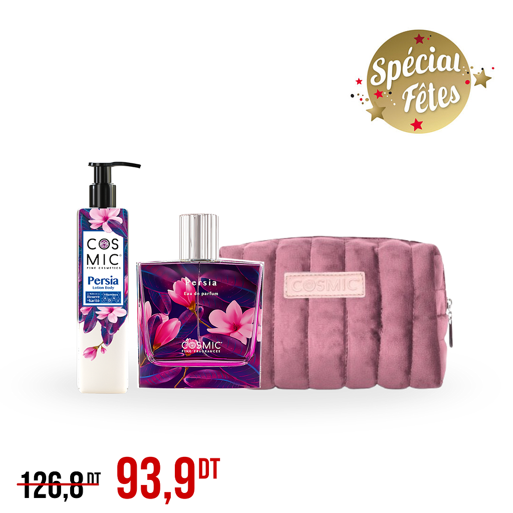 Pack Parfum &amp; Lotion Persia + Trousse COSMIC (Promo Fin d'Année)