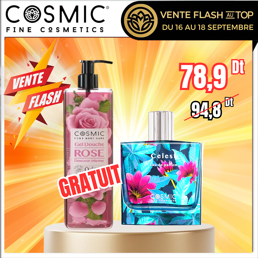 Pack Eau de Parfum Celest + Gel Douche Rose Gratuit (VENTE FLASH)