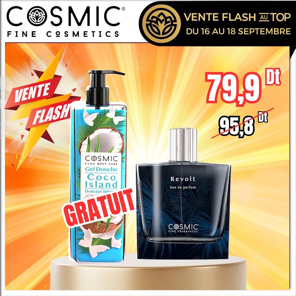 Pack Parfum Revolt + Gel Douche Coco Island Gratuit (VENTE FLASH)