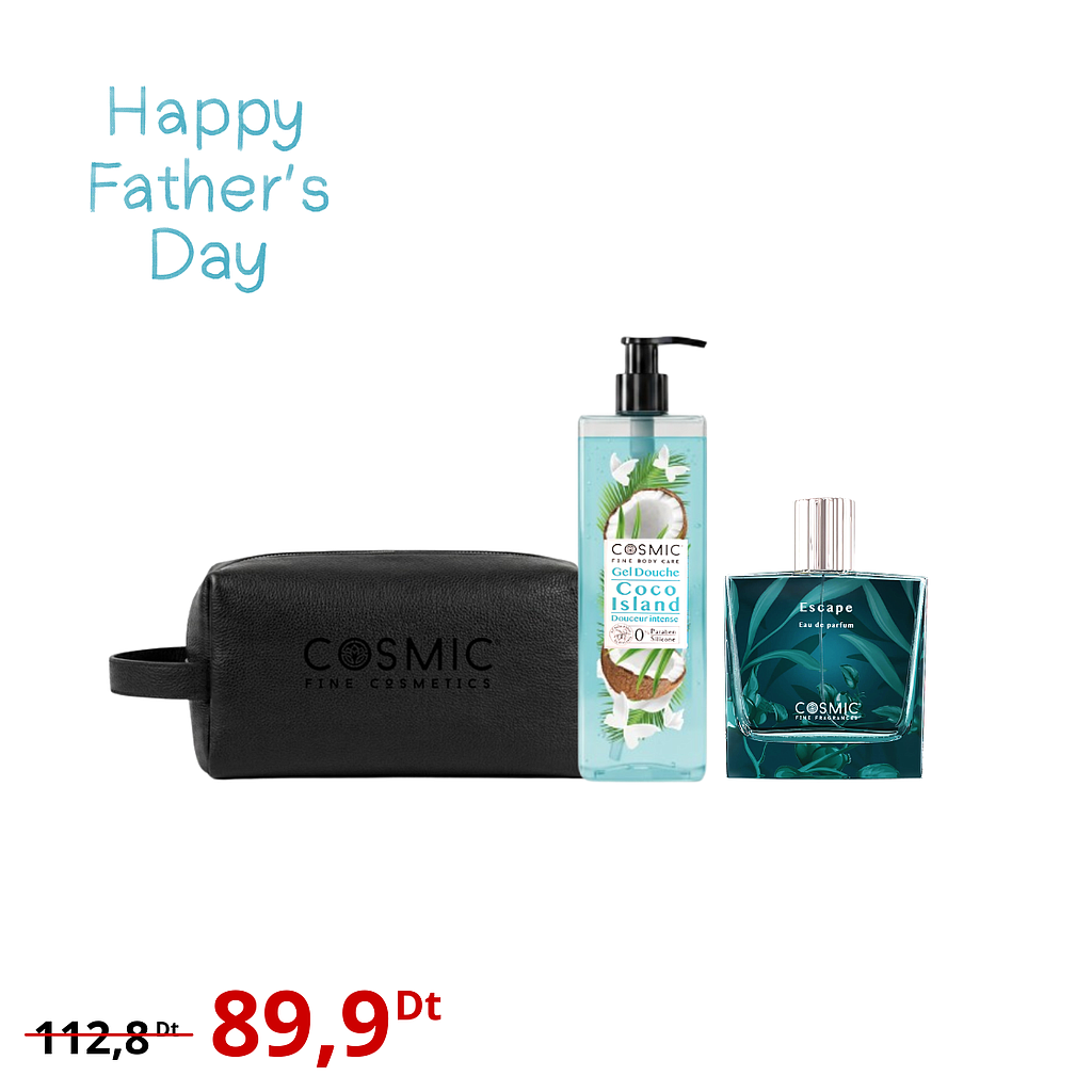 Pack Eau de Parfum Escape + Gel Douche Coco Island + Trousse Noir