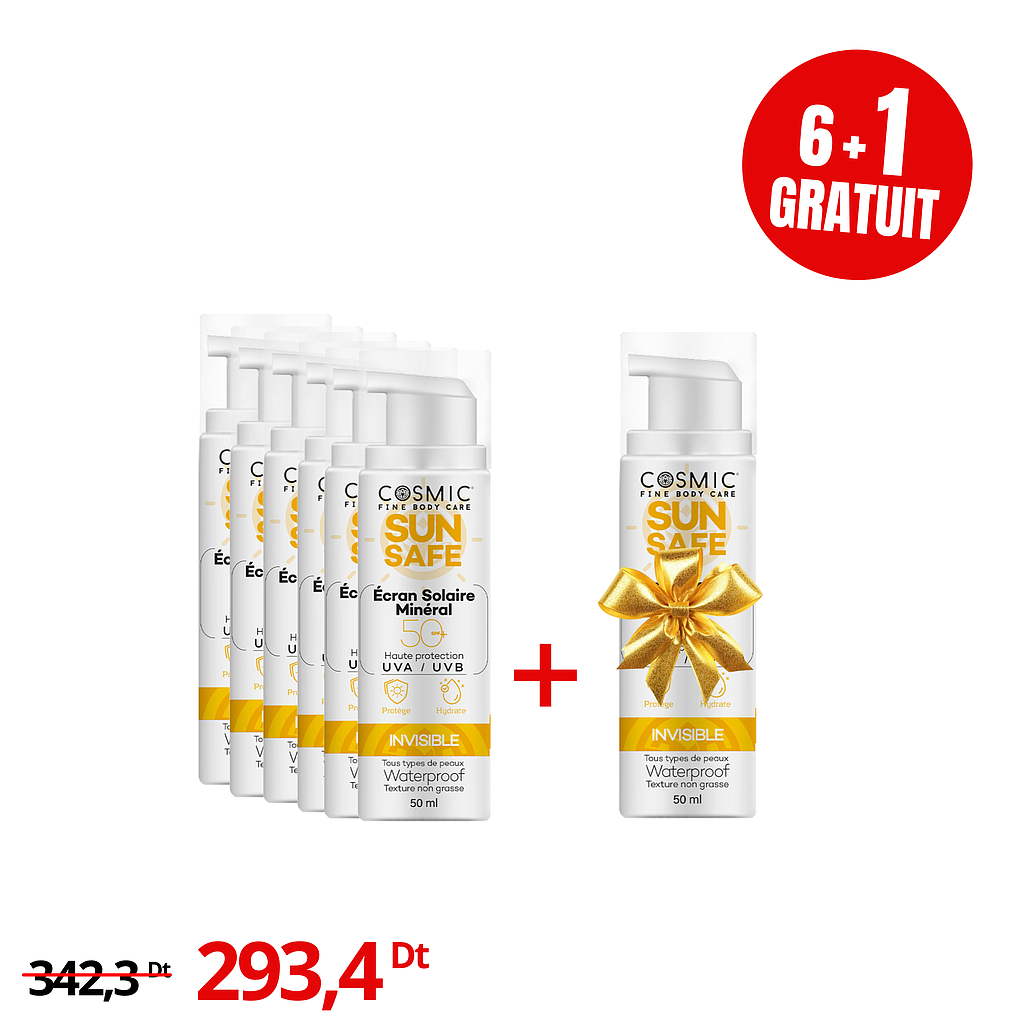 BIG Pack Écran Solaire Minéral INVISIBLE (6+1GRATUIT)